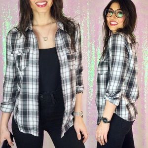 PAIGE Flannel Button Up Plaid Shirt